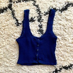 Urban Outfitters Blue Ribbed Cropped Tank Top